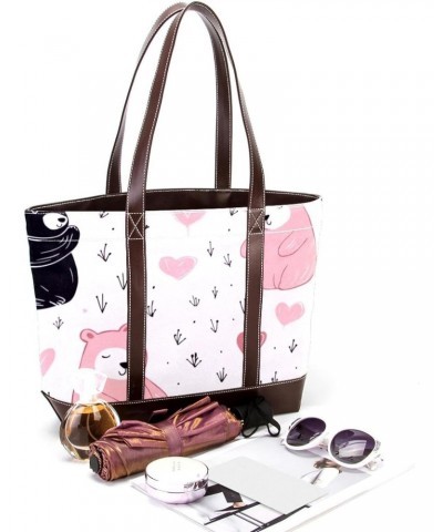 Large Tote Bags for Women, Handbag with Zipper Shoulder Bag, cartoon animals bear $27.34 Totes