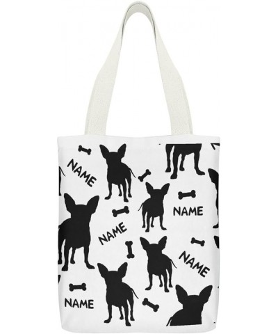 Canvas Tote Bags 32x38 Cm Pet Dog Silhouette Custom Name for Women Teacher Shopping Gift for Mother's Day Style-5 $11.99 Totes