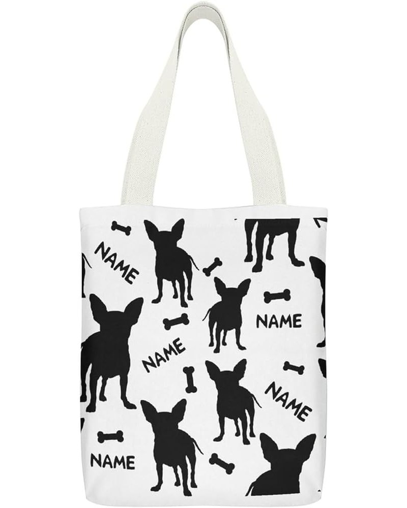 Canvas Tote Bags 32x38 Cm Pet Dog Silhouette Custom Name for Women Teacher Shopping Gift for Mother's Day Style-5 $11.99 Totes