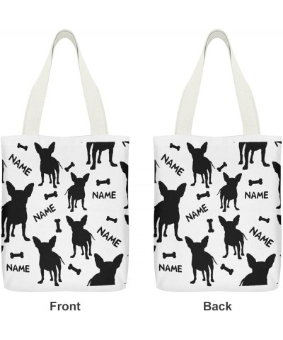 Canvas Tote Bags 32x38 Cm Pet Dog Silhouette Custom Name for Women Teacher Shopping Gift for Mother's Day Style-5 $11.99 Totes