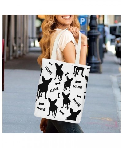 Canvas Tote Bags 32x38 Cm Pet Dog Silhouette Custom Name for Women Teacher Shopping Gift for Mother's Day Style-5 $11.99 Totes