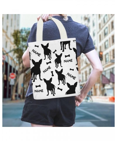 Canvas Tote Bags 32x38 Cm Pet Dog Silhouette Custom Name for Women Teacher Shopping Gift for Mother's Day Style-5 $11.99 Totes