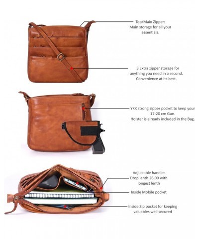 Multi Pockets Handmade Leather Crossbody Handbags & Sling Bag for Men & Women with Detachable Holster Tan Wash $29.69 Crossbo...