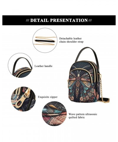 Women Crossbody Sling Bags Tribal Pattern Butterfly Print, Compact Fashion Handbags Purse with Chain Strap Top handle for Eve...