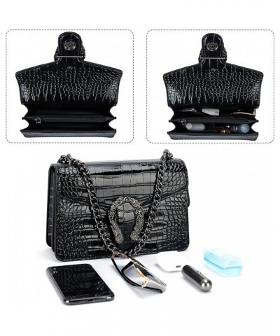 Crossbody Bag and Satchel Purse for Women - Fashion Snake Print Chain Purse Luxury PU Leather HandBag Y-small Black $24.85 Sa...