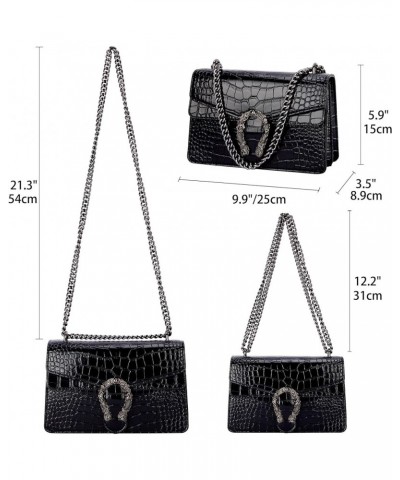 Crossbody Bag and Satchel Purse for Women - Fashion Snake Print Chain Purse Luxury PU Leather HandBag Y-small Black $24.85 Sa...