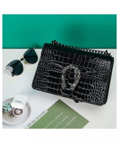 Crossbody Bag and Satchel Purse for Women - Fashion Snake Print Chain Purse Luxury PU Leather HandBag Y-small Black $24.85 Sa...