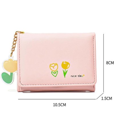 Small Wallet for Girls Women Tri-folded Wallet Cash Pocket Card Holder Elegant Youthful and Cute (Beige) Blue $8.24 Wallets