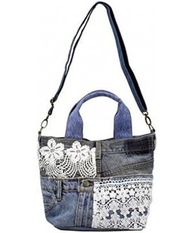 Momentum Women's Denim Lace Shoulder Bag Denim $22.08 Shoulder Bags