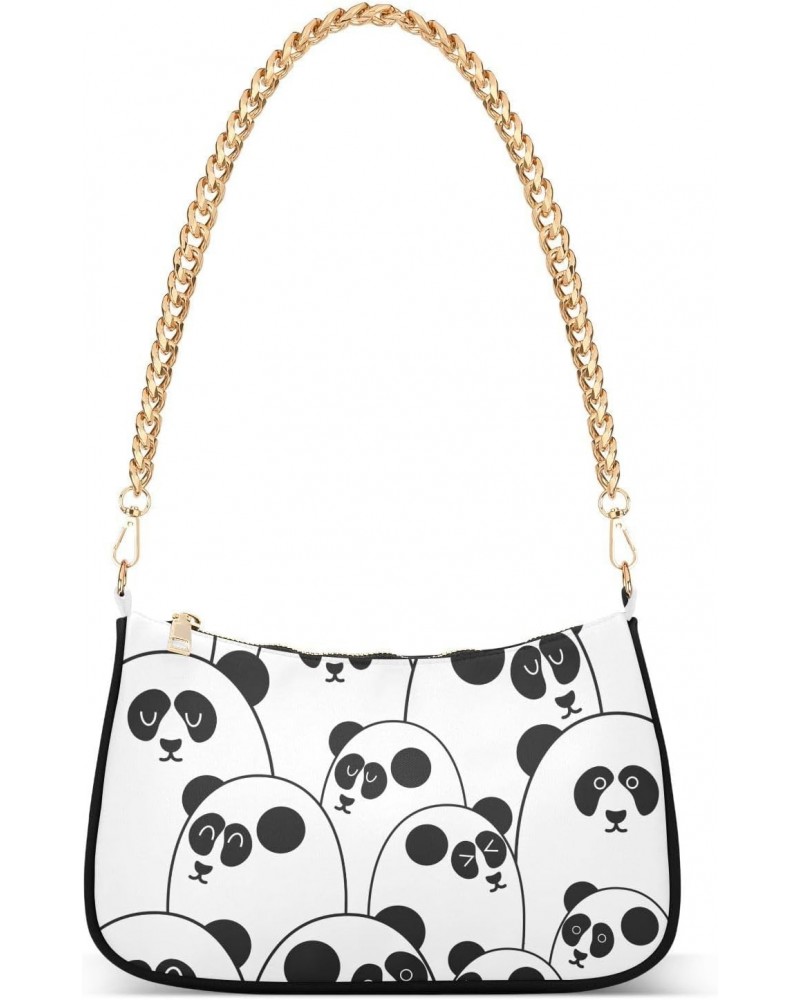 Panda Cute Forest Animal Shoulder Bag for Women Hobo Bags Small Chain Shoulder Bags Clutch Handbag Tote Crossbody Bag Purse w...