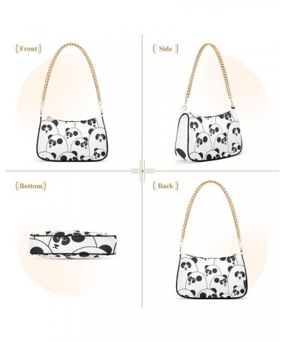 Panda Cute Forest Animal Shoulder Bag for Women Hobo Bags Small Chain Shoulder Bags Clutch Handbag Tote Crossbody Bag Purse w...