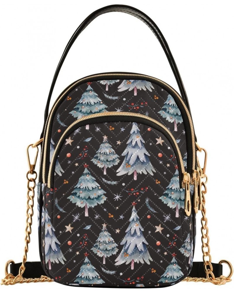 Christmas Trees Star Multi Pockets Crossbody Bags for Women Zip Cell Phone Purse Wallet Bag with Detachable Shoulder Strap Tr...