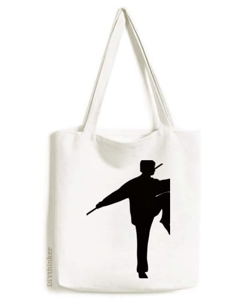 Kung Fu Chinese Shaolin Stick Martial Art Tote Canvas Bag Shopping Satchel Casual Handbag $17.35 Totes