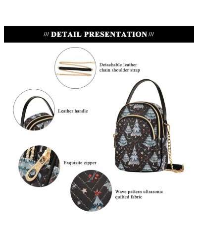 Christmas Trees Star Multi Pockets Crossbody Bags for Women Zip Cell Phone Purse Wallet Bag with Detachable Shoulder Strap Tr...