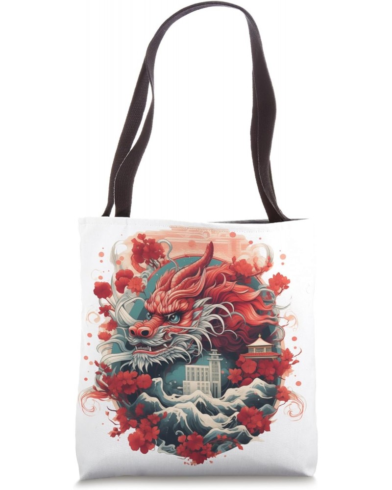 Chinese Lunar New Year 2024 Year of the Dragon Zodiac Sign Tote Bag $14.29 Totes