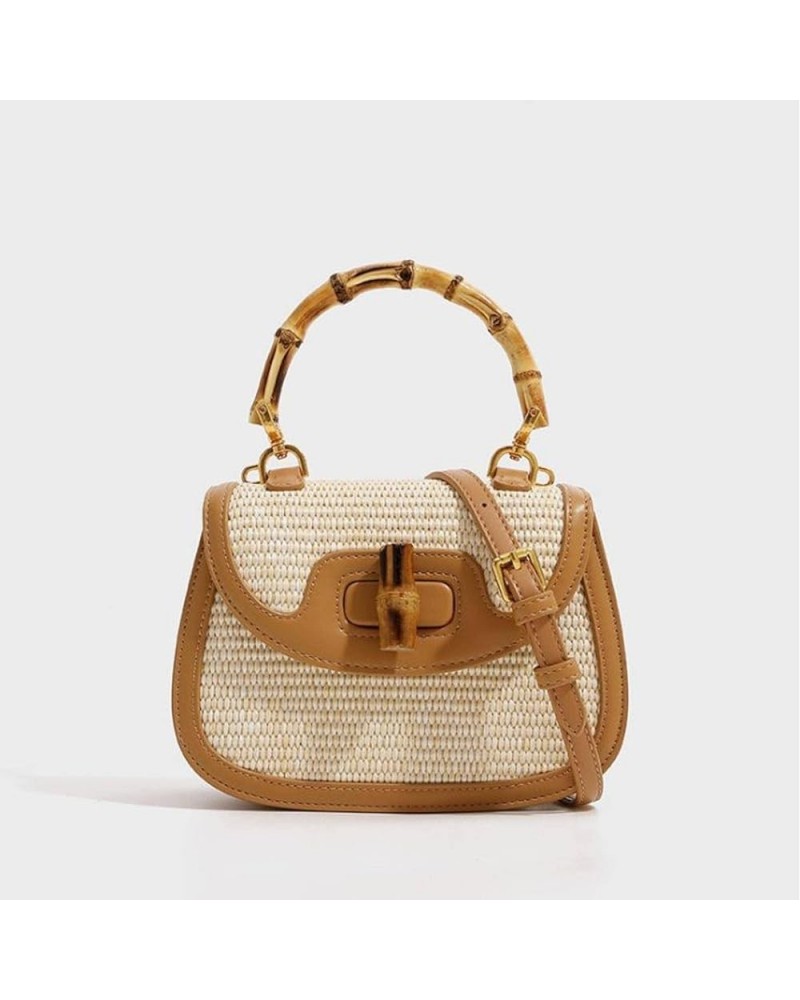 Women's Retro Bamboo Joint Wrist Bag Straw Handbag Crossbody Saddle Bag Maixiangnaifu 22*13.5*9 $30.76 Totes