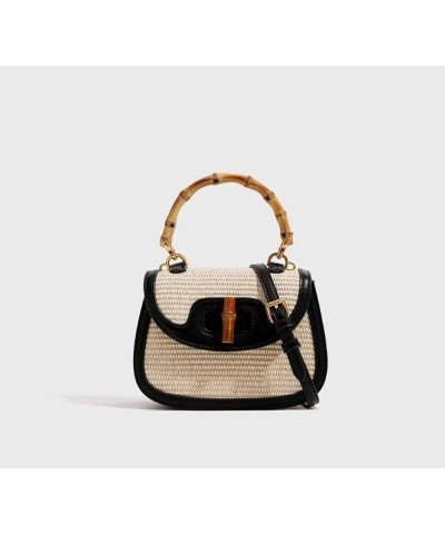 Women's Retro Bamboo Joint Wrist Bag Straw Handbag Crossbody Saddle Bag Maixiangnaifu 22*13.5*9 $30.76 Totes