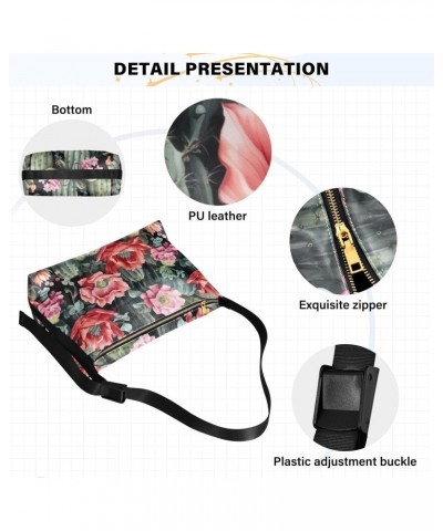 Cactus Flowers Floral Crossbody Bag for Women Men with Adjustable Strap PU Leather Shoulder Hobo Purse Bag 20849405 $13.53 Sh...