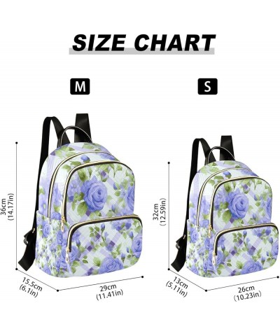 Blue Floral on Purple Stripes Fashion Backpacks, Festival Backpack, Backpack for Women Fashion, M Blue Roses and Green Flower...