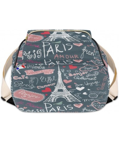 Vintage Stamps Mini Backpack Purse for Women Teen Girls, Paris Eiffel Tower Leather Small Backpack Lightweight Casual Travel ...