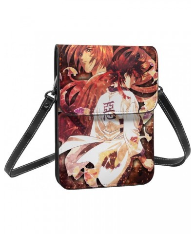 Anime Kenshin Rurouni Cell Phone Purse Women Pu Crossbody Bag Small Crossbody Wallet Purse Shoulder Bag $18.36 Crossbody Bags