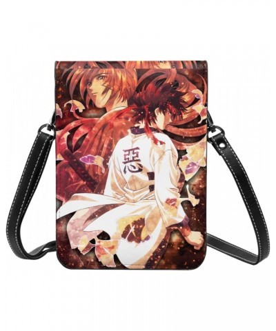 Anime Kenshin Rurouni Cell Phone Purse Women Pu Crossbody Bag Small Crossbody Wallet Purse Shoulder Bag $18.36 Crossbody Bags