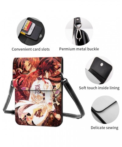 Anime Kenshin Rurouni Cell Phone Purse Women Pu Crossbody Bag Small Crossbody Wallet Purse Shoulder Bag $18.36 Crossbody Bags