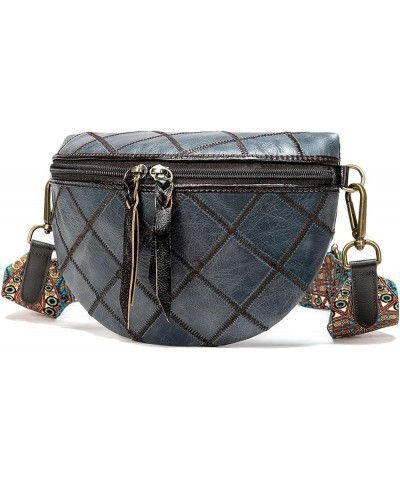 Small Saddle Crossbody Bag for Women Ladies Genuine Leather Fashion Shoulder Purse Bag Handbag with Wide Strap Grey Blue $26....