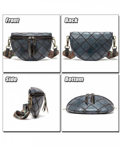 Small Saddle Crossbody Bag for Women Ladies Genuine Leather Fashion Shoulder Purse Bag Handbag with Wide Strap Grey Blue $26....