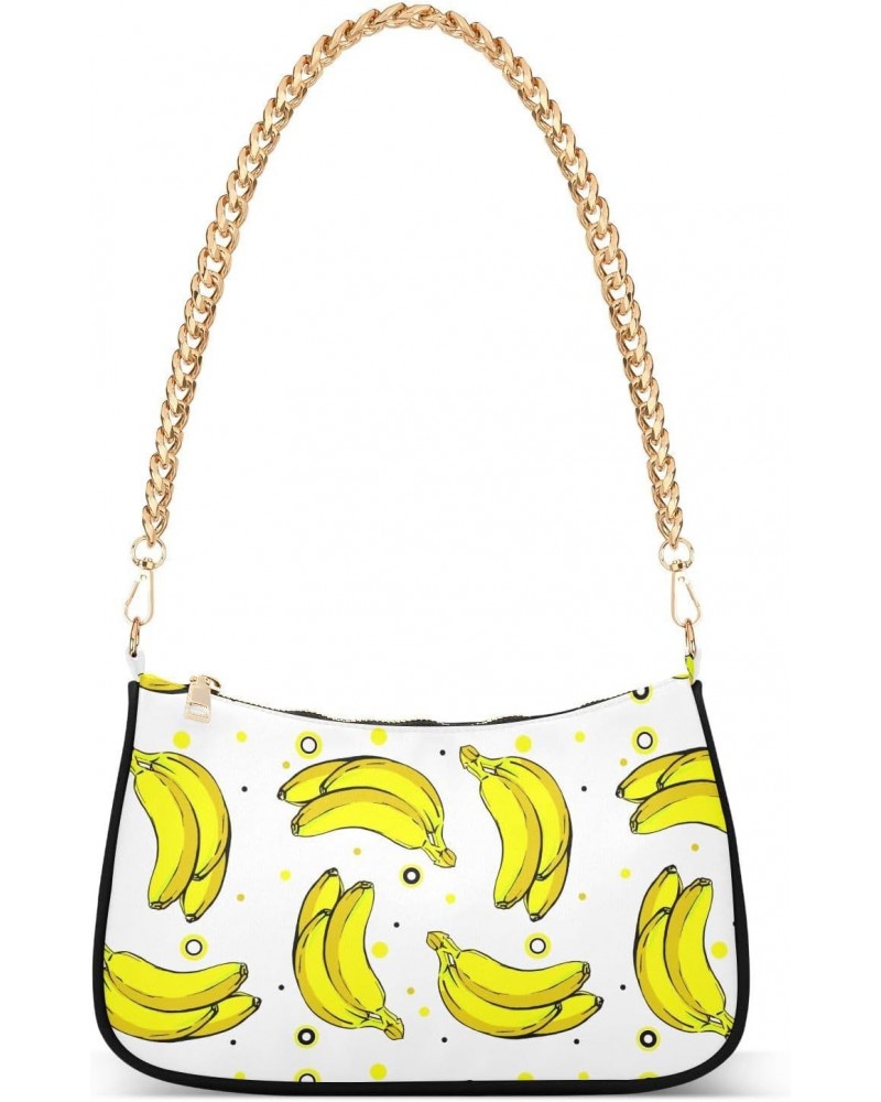 Yellow Bright Banana Dot Shoulder Bag for Women Hobo Bags Small Chain Shoulder Bags Clutch Handbag Tote Crossbody Bag Purse w...