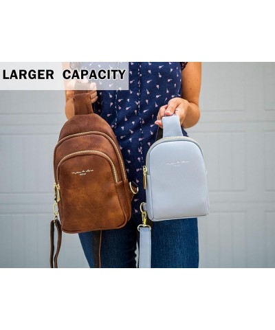 Small Sling Bag for Women Trendy Crossbody Fanny Packs Faux Leather Chest Purse for Women 026 Brown $10.99 Crossbody Bags