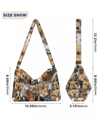 Dog Family Plush Shoulder Bag Furry Tote Handbag Purse Faux Fur Crossbody Bag for Women $9.66 Totes