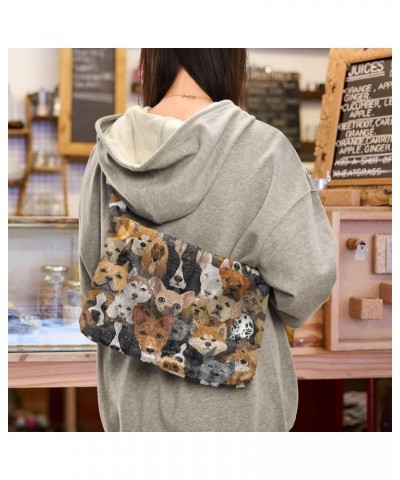 Dog Family Plush Shoulder Bag Furry Tote Handbag Purse Faux Fur Crossbody Bag for Women $9.66 Totes