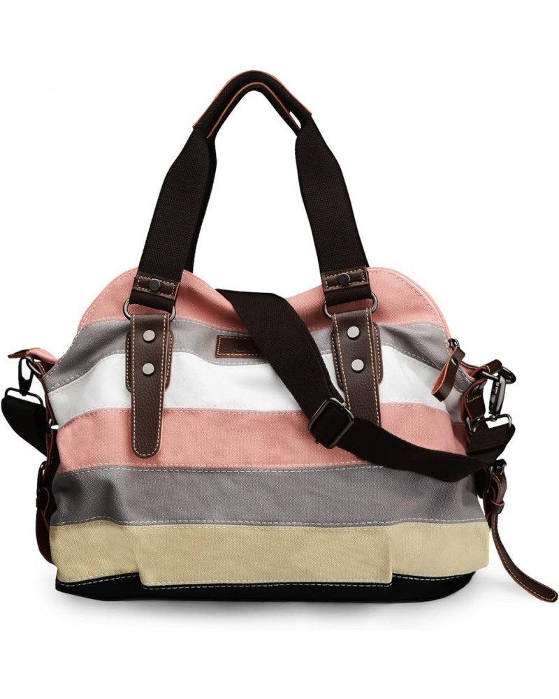 Canvas Handbag Multi-Color Striped Lattice Cross Body Shoulder Purse Bag Tote-Handbag for Women Multi Color C $11.74 Totes