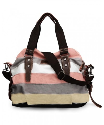 Canvas Handbag Multi-Color Striped Lattice Cross Body Shoulder Purse Bag Tote-Handbag for Women Multi Color C $11.74 Totes