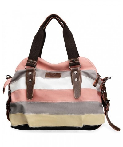 Canvas Handbag Multi-Color Striped Lattice Cross Body Shoulder Purse Bag Tote-Handbag for Women Multi Color C $11.74 Totes