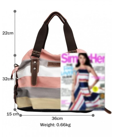 Canvas Handbag Multi-Color Striped Lattice Cross Body Shoulder Purse Bag Tote-Handbag for Women Multi Color C $11.74 Totes