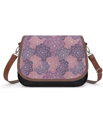 Abstract Hand Drawn Blooming Flowers Print Women Leather Expandable Travel Crossbody Adjustable Strap Abstract Hand Drawn Blo...