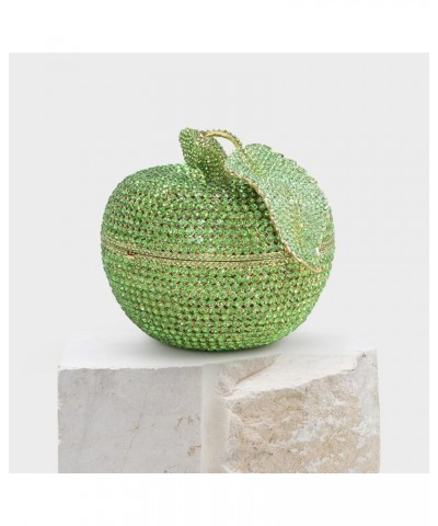 Apple Shaped Diamond Evening Bag Purse for Women Cute Rhinestone Handbag Shoulder Bag Green $36.93 Evening Bags