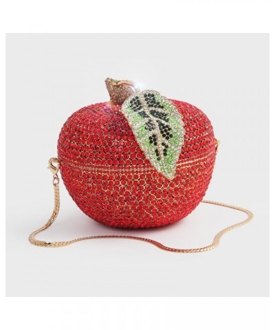 Apple Shaped Diamond Evening Bag Purse for Women Cute Rhinestone Handbag Shoulder Bag Green $36.93 Evening Bags