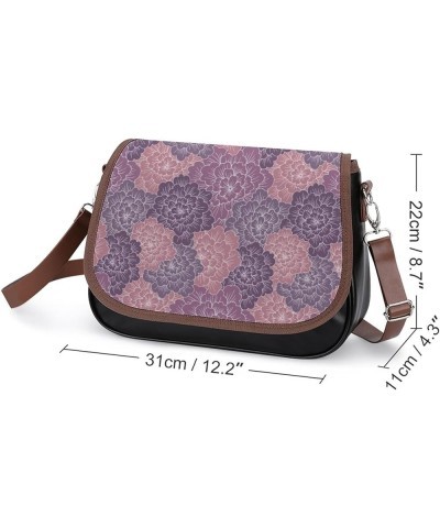 Abstract Hand Drawn Blooming Flowers Print Women Leather Expandable Travel Crossbody Adjustable Strap Abstract Hand Drawn Blo...