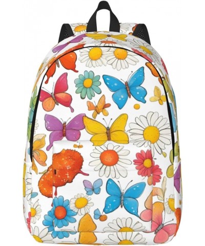 Butterfly Daisy Print Lightweight Travel Canvas Backpack Casual Daypack For Men Women Work, Sports, Beach Black Small $23.82 ...