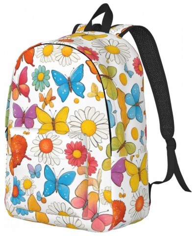 Butterfly Daisy Print Lightweight Travel Canvas Backpack Casual Daypack For Men Women Work, Sports, Beach Black Small $23.82 ...