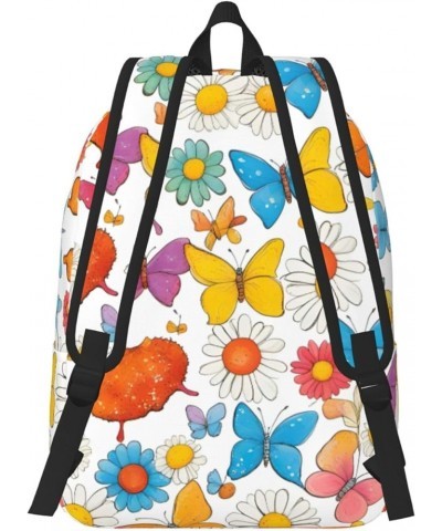 Butterfly Daisy Print Lightweight Travel Canvas Backpack Casual Daypack For Men Women Work, Sports, Beach Black Small $23.82 ...