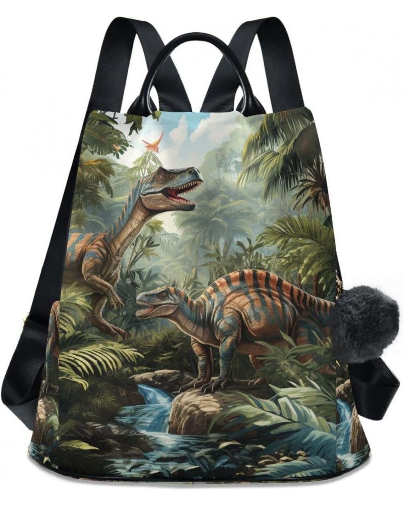 Dinosaurs in Tropical Jungle Forest Backpack Purse for Women Travel Casual Daypack College Bookbag Work Business Ladies Shoul...