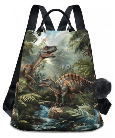 Dinosaurs in Tropical Jungle Forest Backpack Purse for Women Travel Casual Daypack College Bookbag Work Business Ladies Shoul...