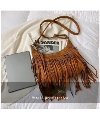 Fashion Tassel Cross-body Shoulder Tote Bag Women's PU Leather Tassel Cross-body Bag Blue $15.68 Totes