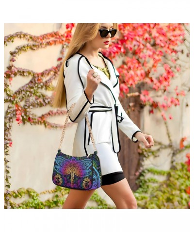 Shoulder Bags for Women, Rainbow Colorful Dragonfly Ethnic Clutch Purse Chain Bag Tote Handbag $16.00 Shoulder Bags