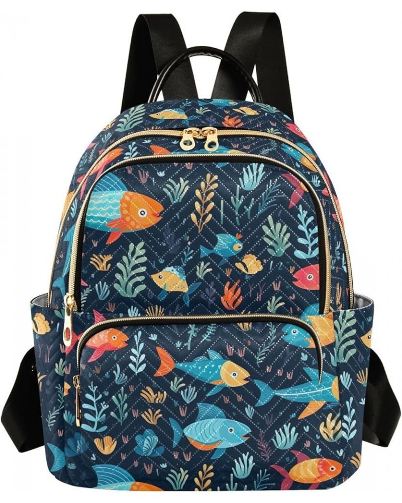 Cute Fish Backpack for Women Fashion Shoulder Bags Small Casual Daypack Travel Bag S 202a3374 M(11.4"x6.1"x14.17") 202a3374 $...