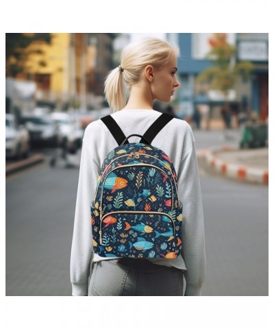 Cute Fish Backpack for Women Fashion Shoulder Bags Small Casual Daypack Travel Bag S 202a3374 M(11.4"x6.1"x14.17") 202a3374 $...